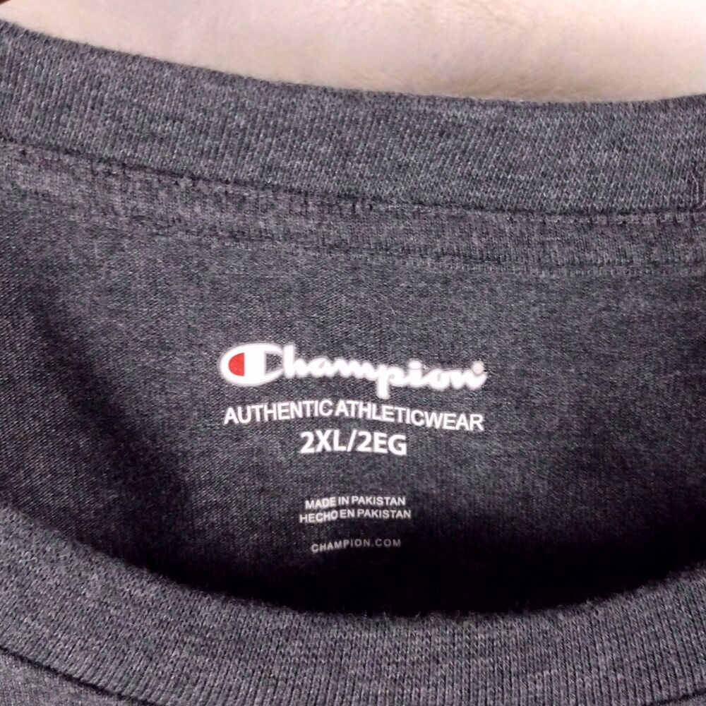 Champion Men's Graphic Tee, 2XL‎ Charcoal Gray Embroidered Logo Crewneck - Picture 5 of 8